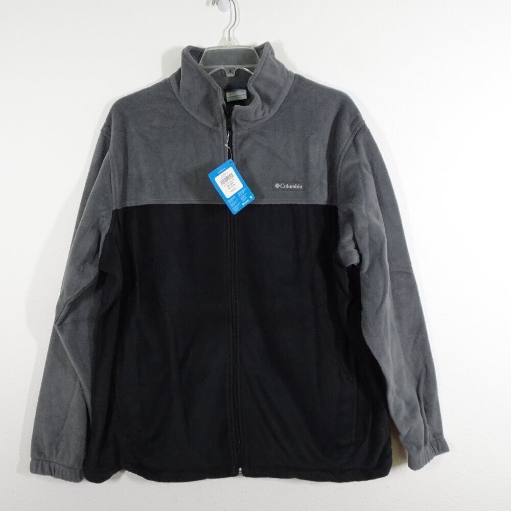 Columbia Fleece Jacket Men's Size 2XL Black Gray Full Zip Warm